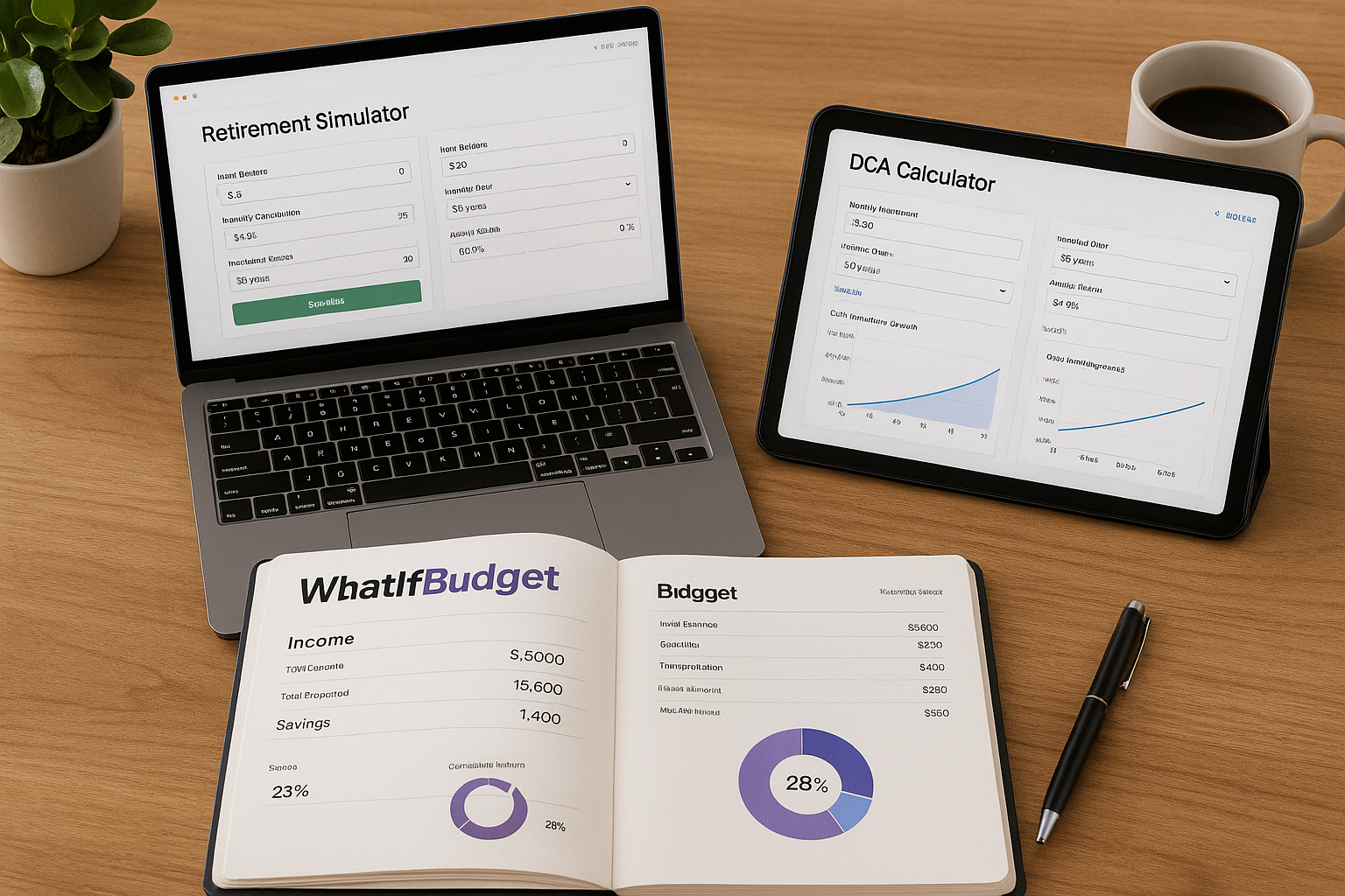 Retirement planning with DCA using WhatIfBudget and simulators