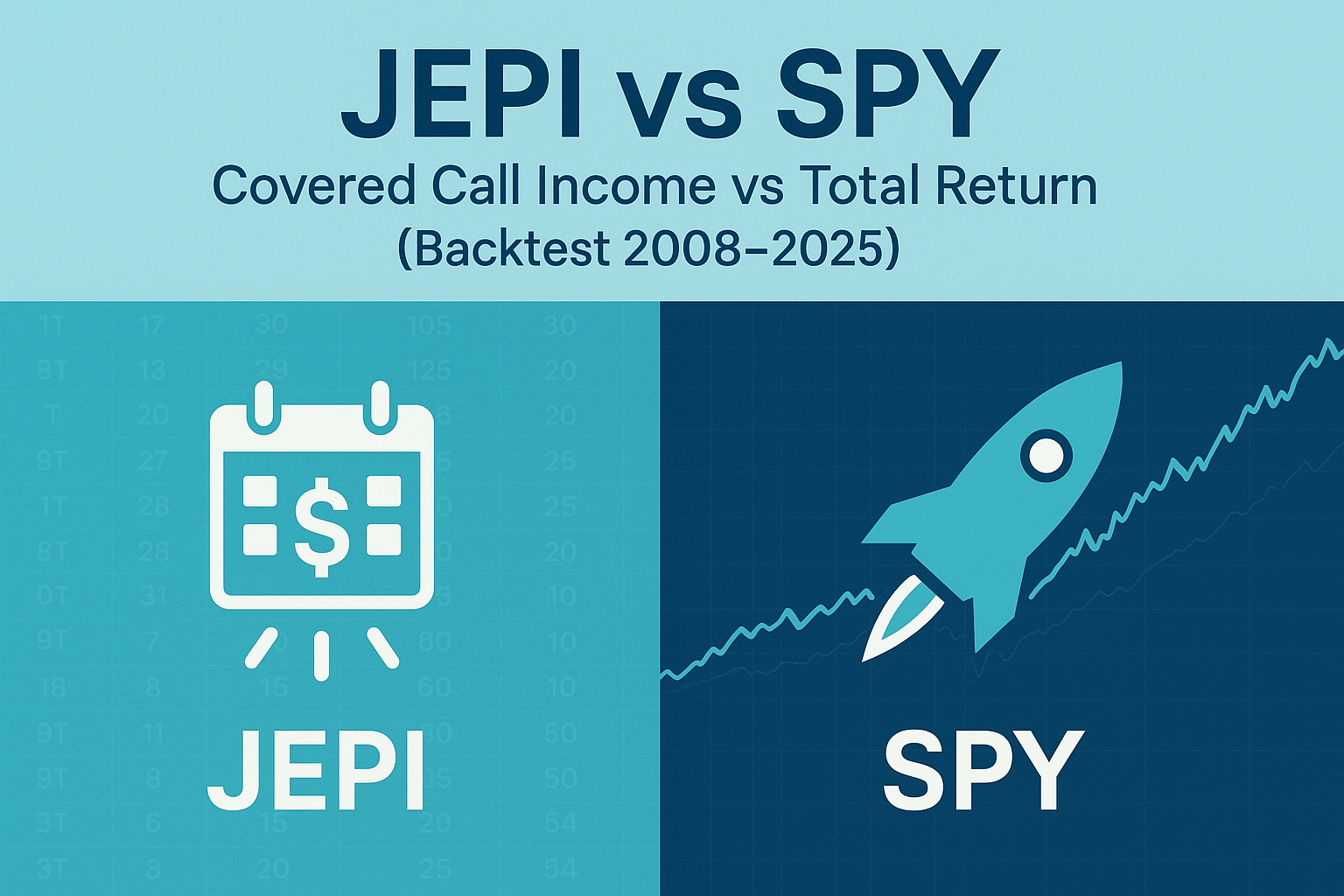 JEPI vs SPY comparison: covered call income versus S&P 500 total return with backtest 2008–2025
