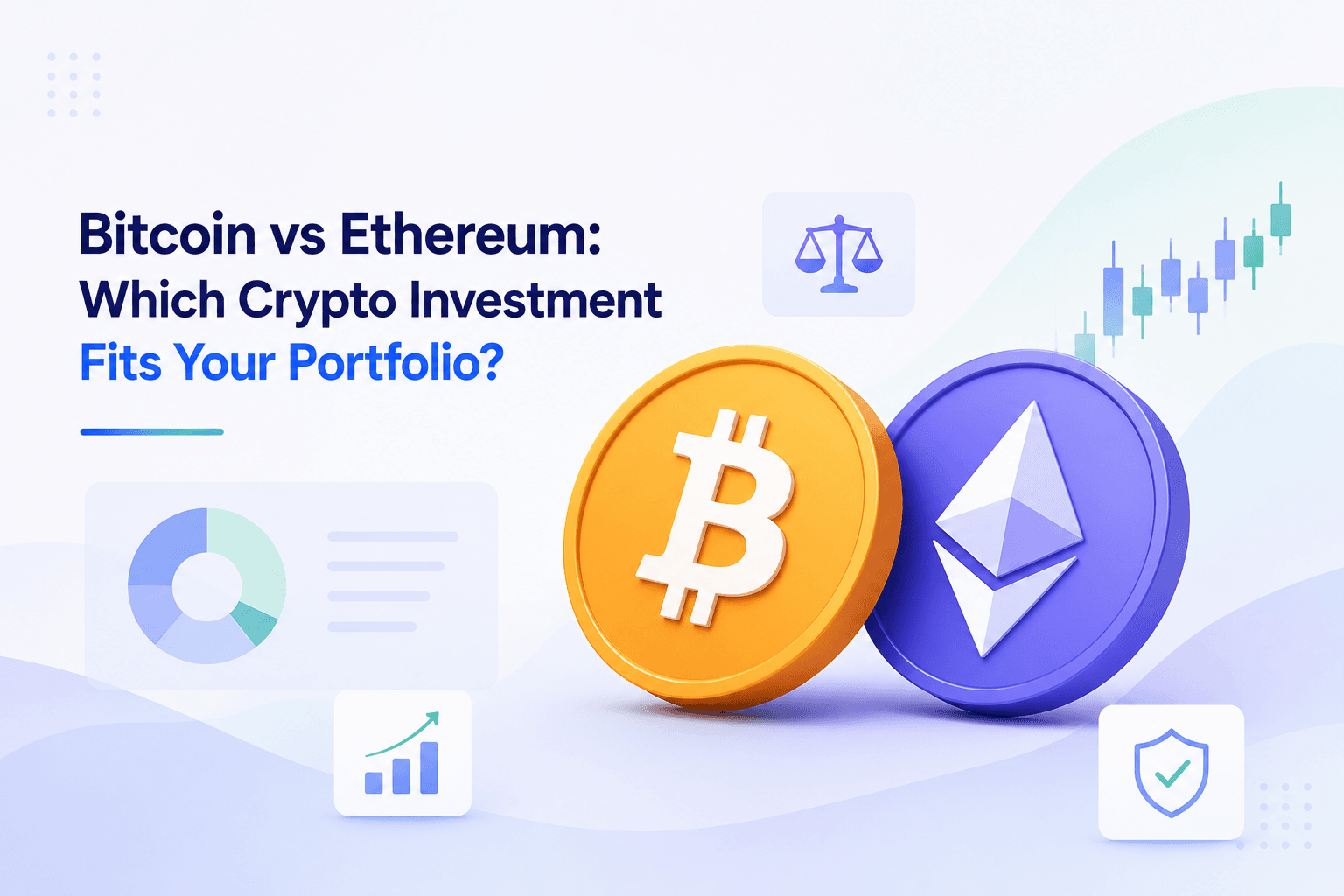 Bitcoin vs Ethereum crypto investment comparison showing BTC and ETH portfolio decision factors