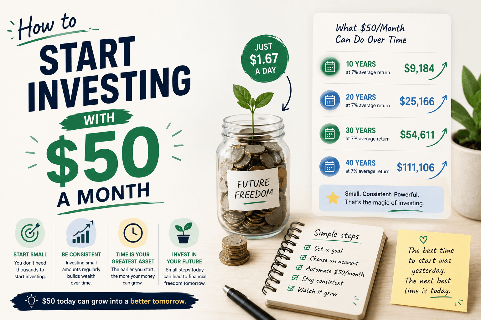 How to start investing with 50 dollars a month beginner guide