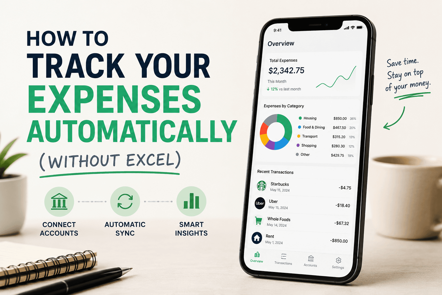 How to track your expenses automatically without Excel using bank sync rules and budgeting alerts