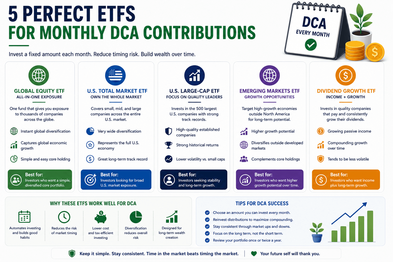 ETF performance chart for monthly dollar cost averaging contributions