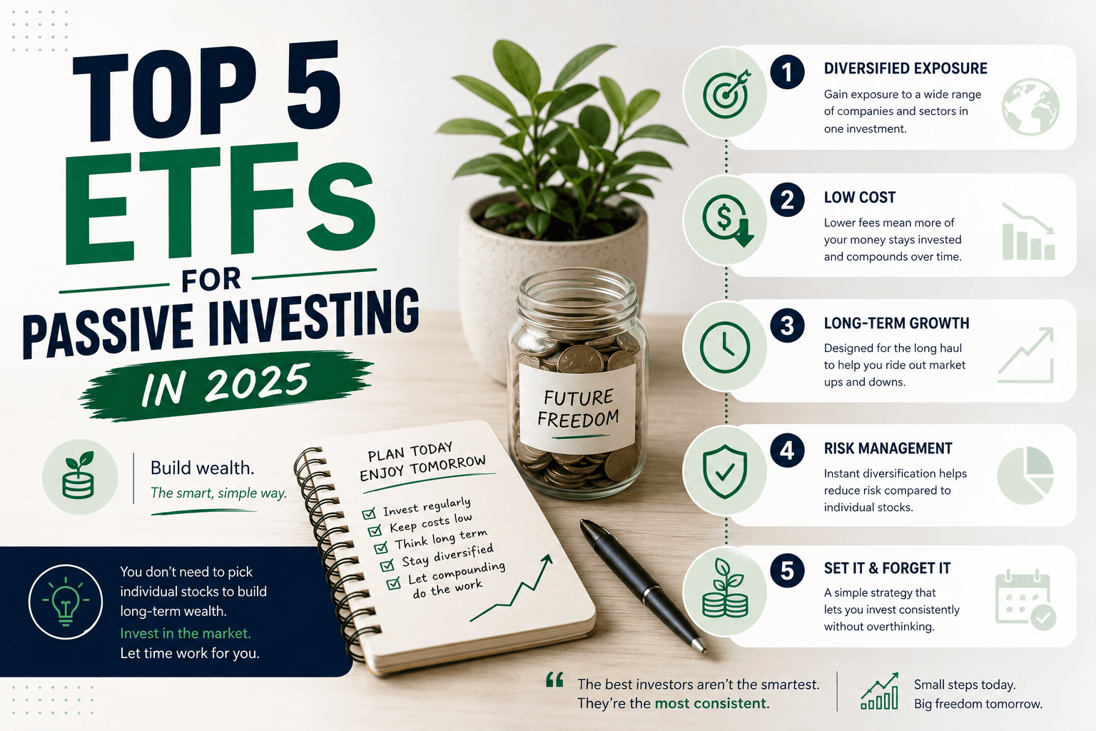 Top ETFs for passive investing comparison dashboard for Canada and the USA
