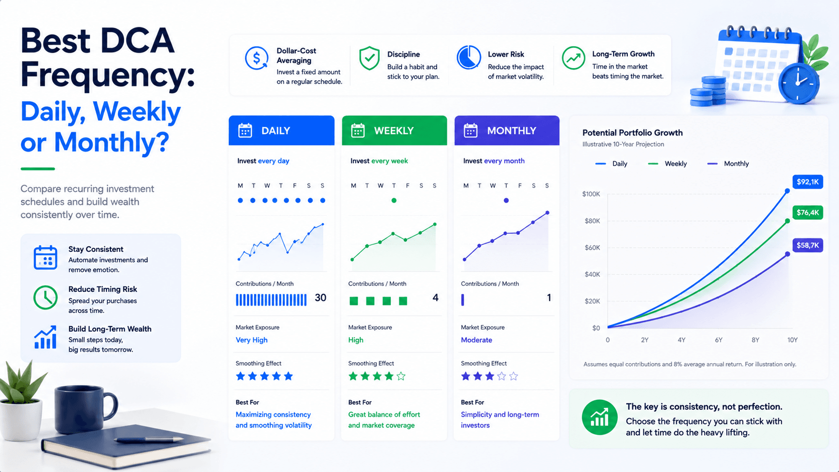Best DCA frequency comparison for daily, weekly and monthly recurring investments
